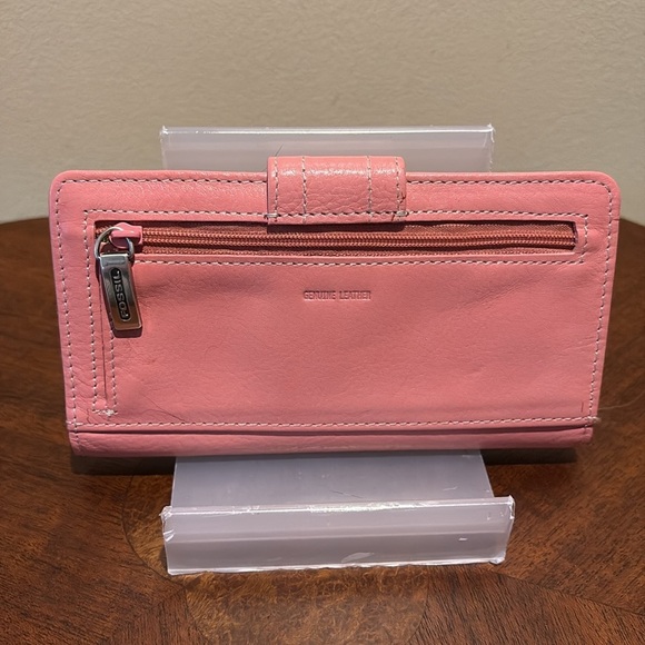 Fossil  wallet  billfold  card holder checkbook cover  leather  pink smooth NWOT - Picture 7 of 15